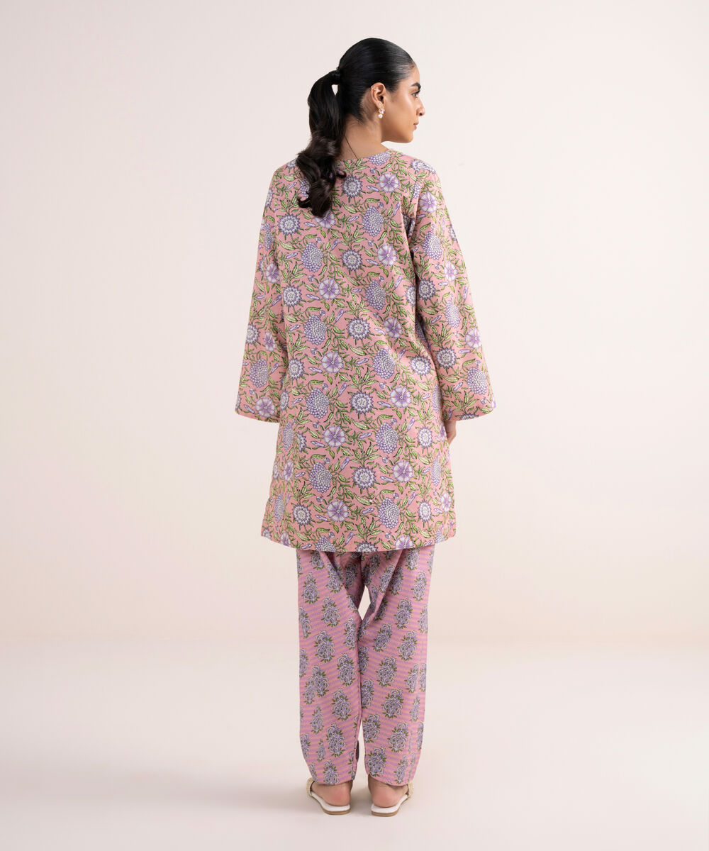 Women's RTW Textured Lawn Pink Embroidered Straight Shirt