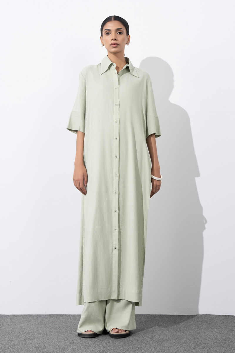 Seersucker Button Through Dress