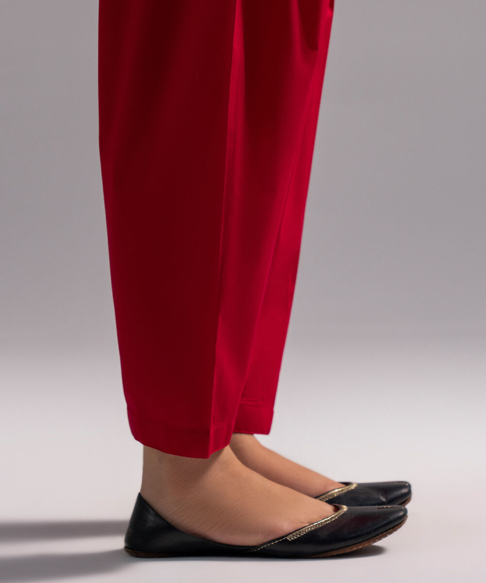 Women's RTW Cambric Solid Red Skinny Shalwar