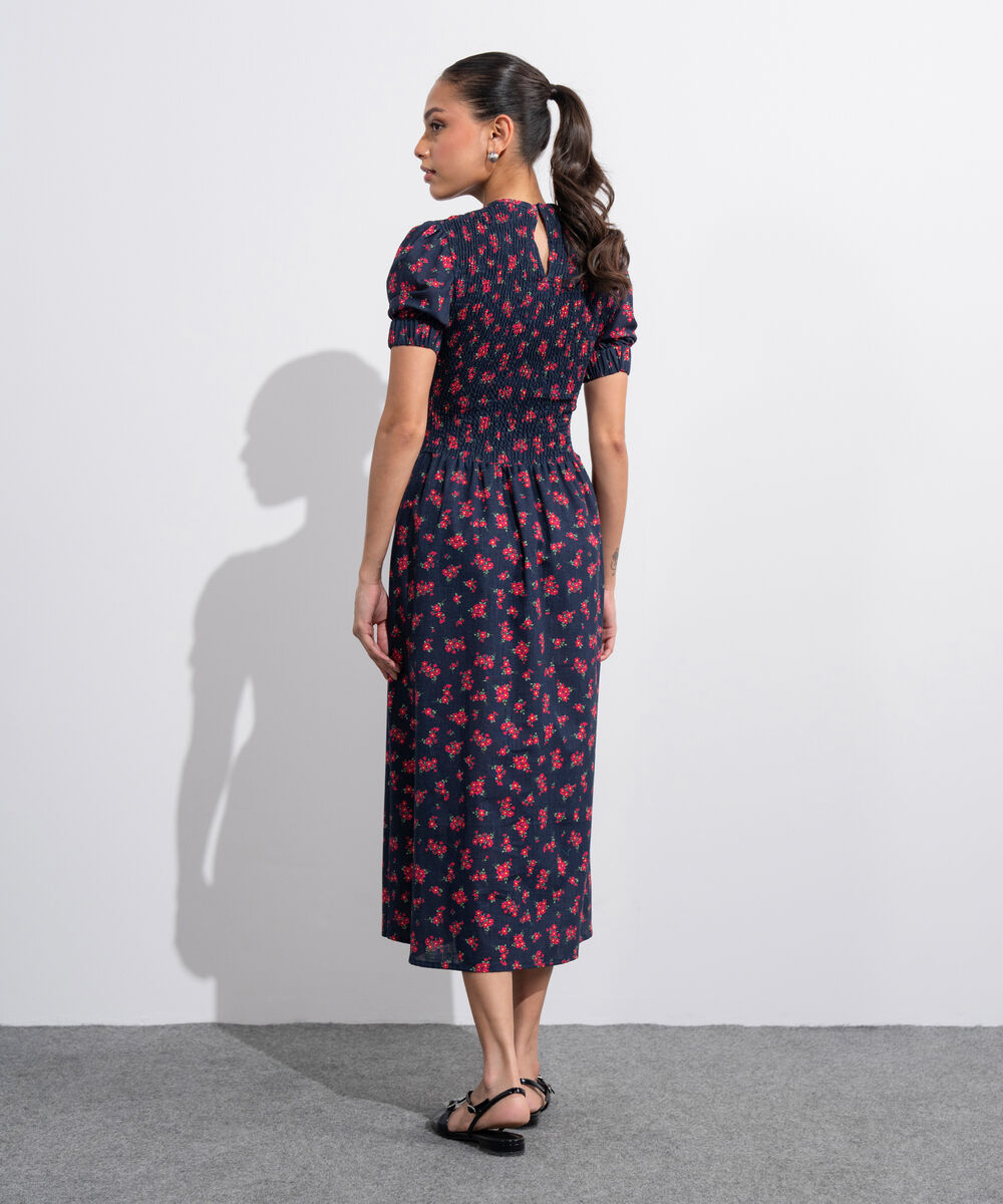 Women's Western Black And  Red Ditsy Printed Maxi Dress