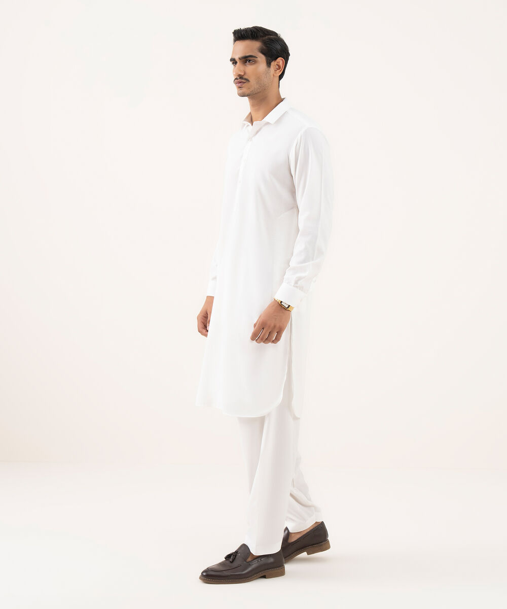 Men's Falak Plain Off-White Kurta Shalwar