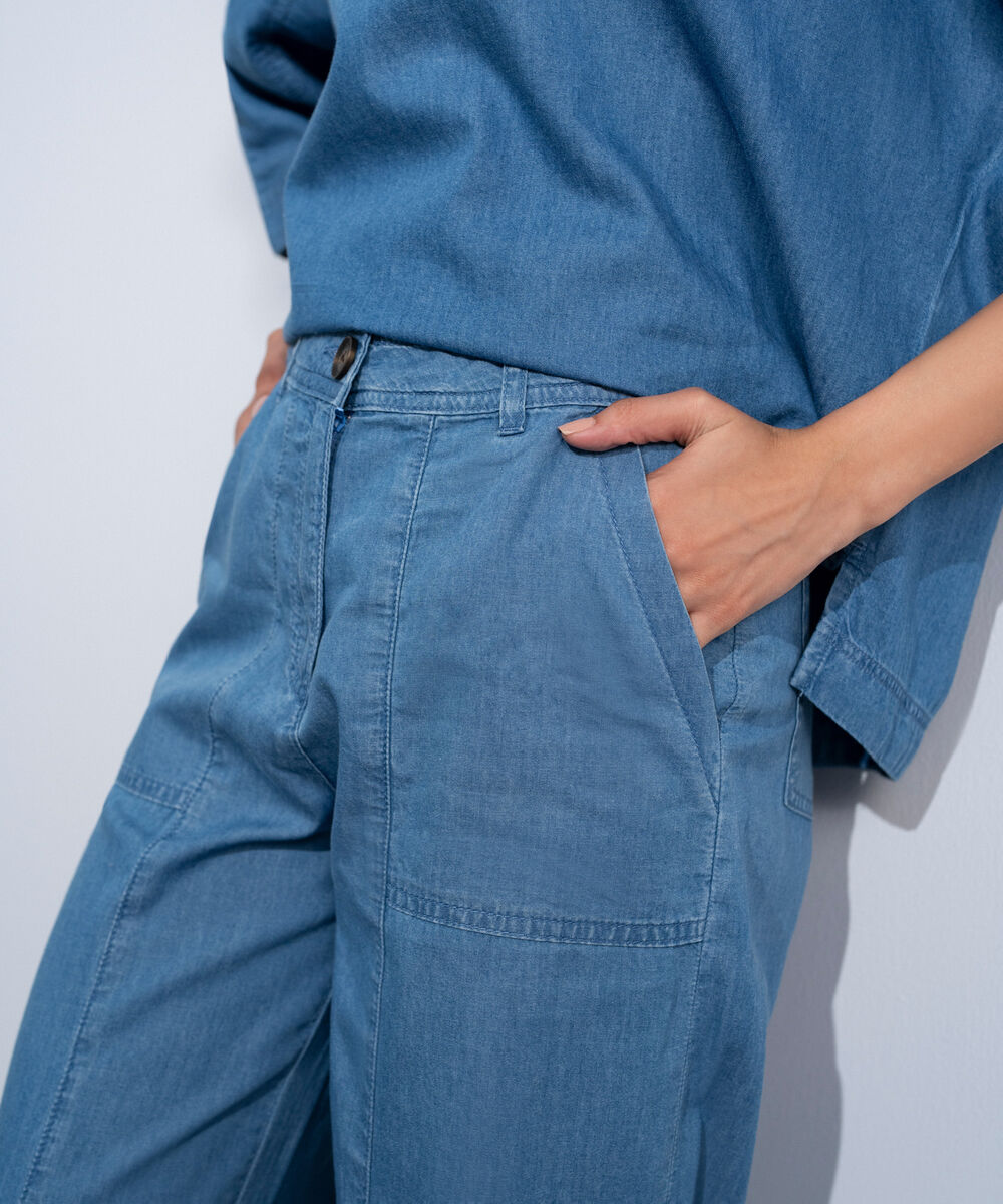 Women's Western Mid Blue Wash Light Weight Denim Trousers