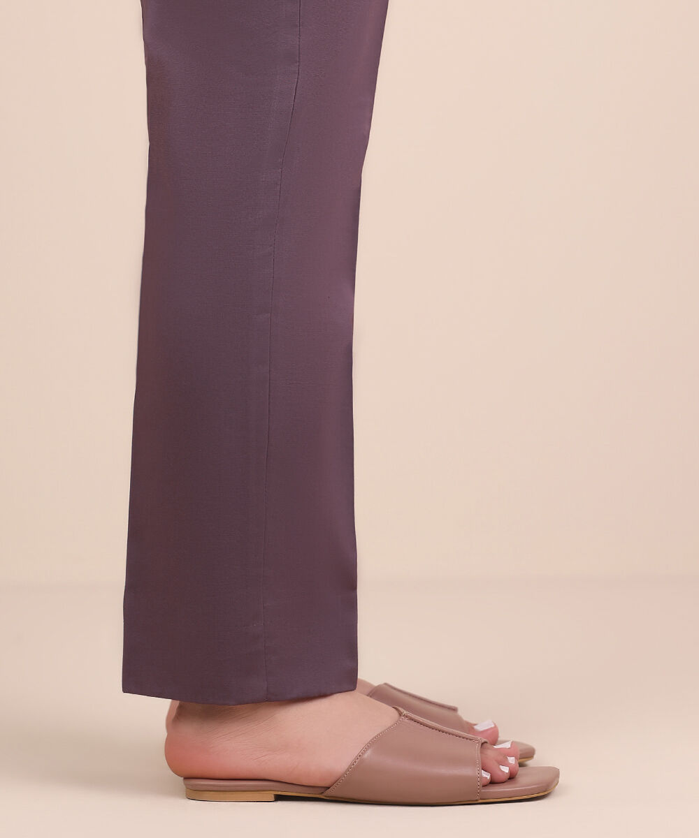 Unstitched Women's Purple Cotton Trousers