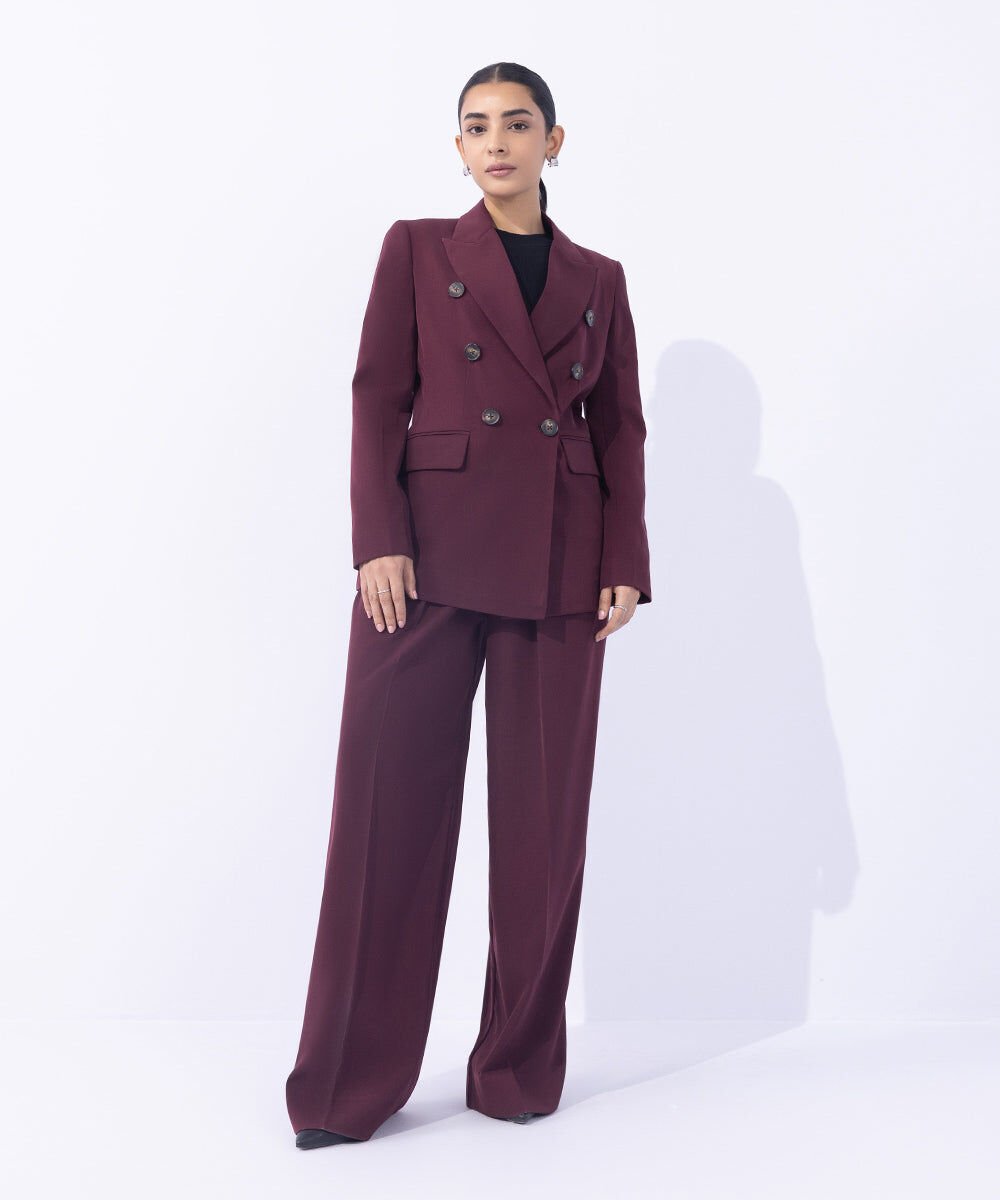 Tailored Double Breasted Blazer Woman - Red Tailored Double Breasted Blazer