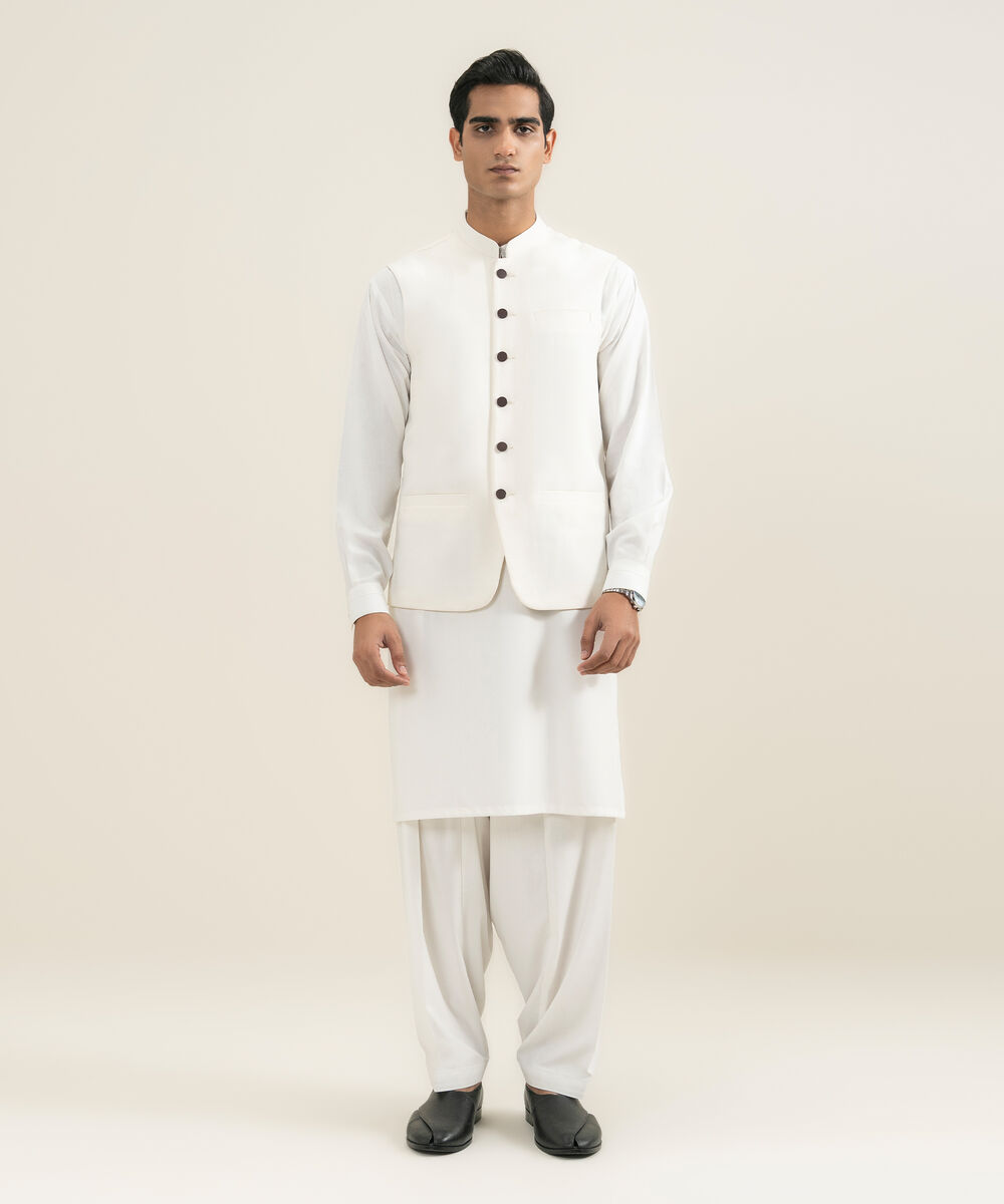 Men's off white Premium Wash & Wear Waistcoat