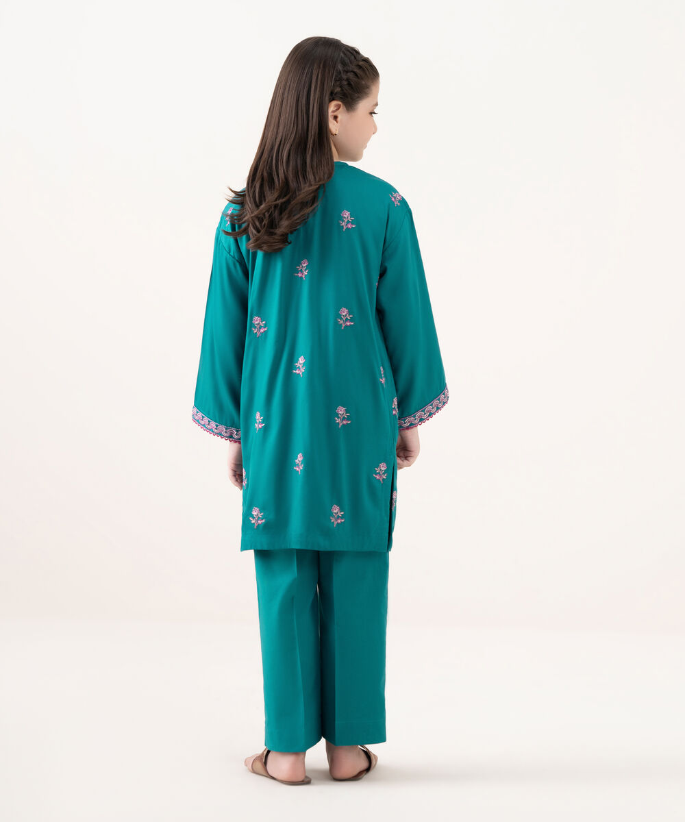 Girls Viscose Marina Blue Dyed Kidswear Shirt and Trousers