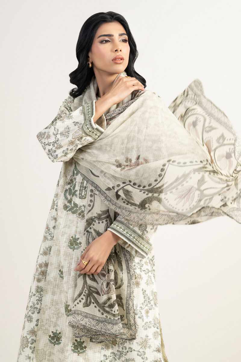 3 Piece - Embroidered Dobby Suit