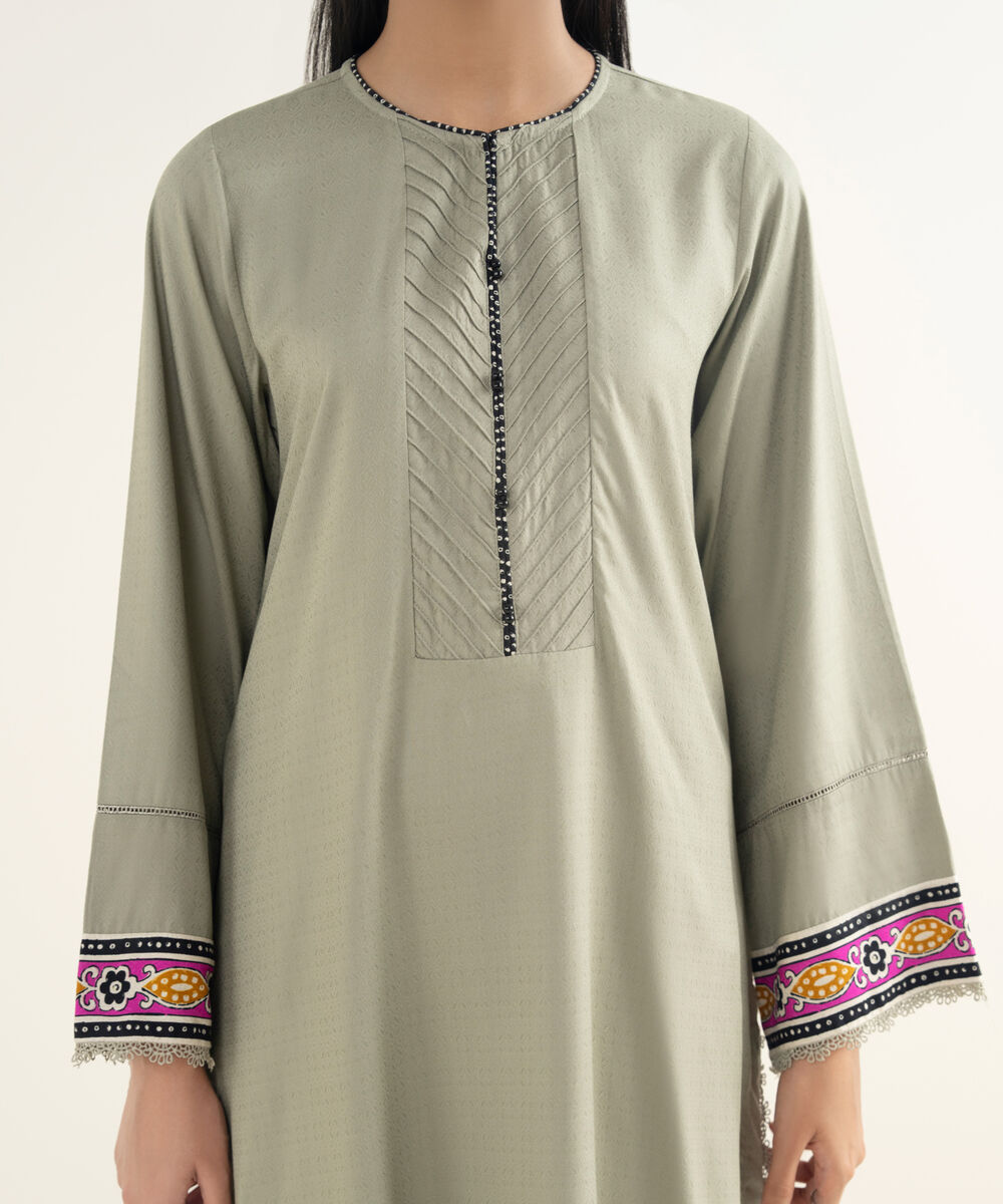 Women's RTW Textured Viscose Solid Grey Straight Shirt