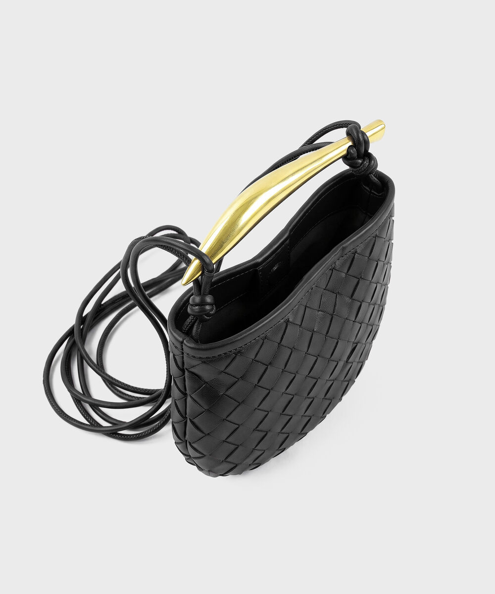 Women's Black Cross Body Bag With Short Handle