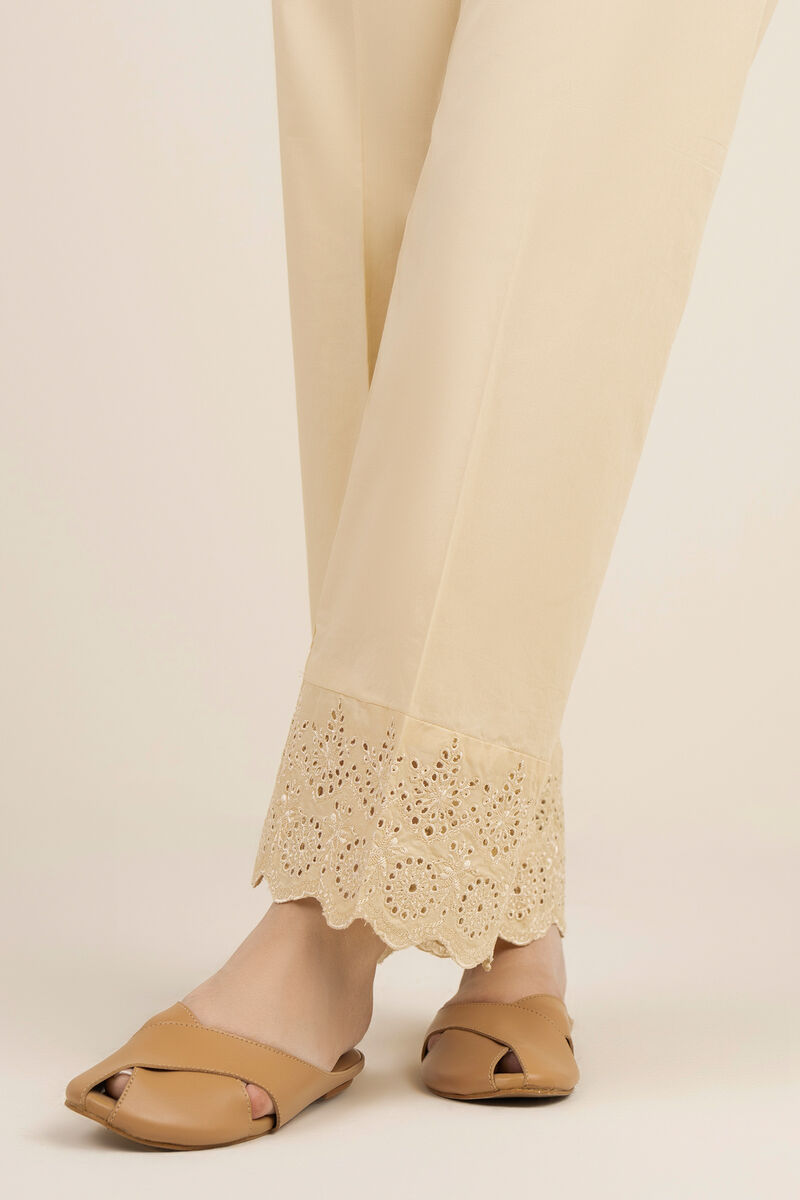 Embroidered Cotton Straight Pants