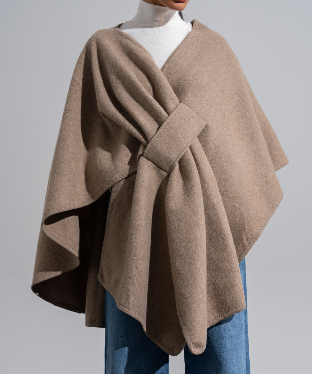 Women's Western Wear Taupe Polyester Cape Shawl