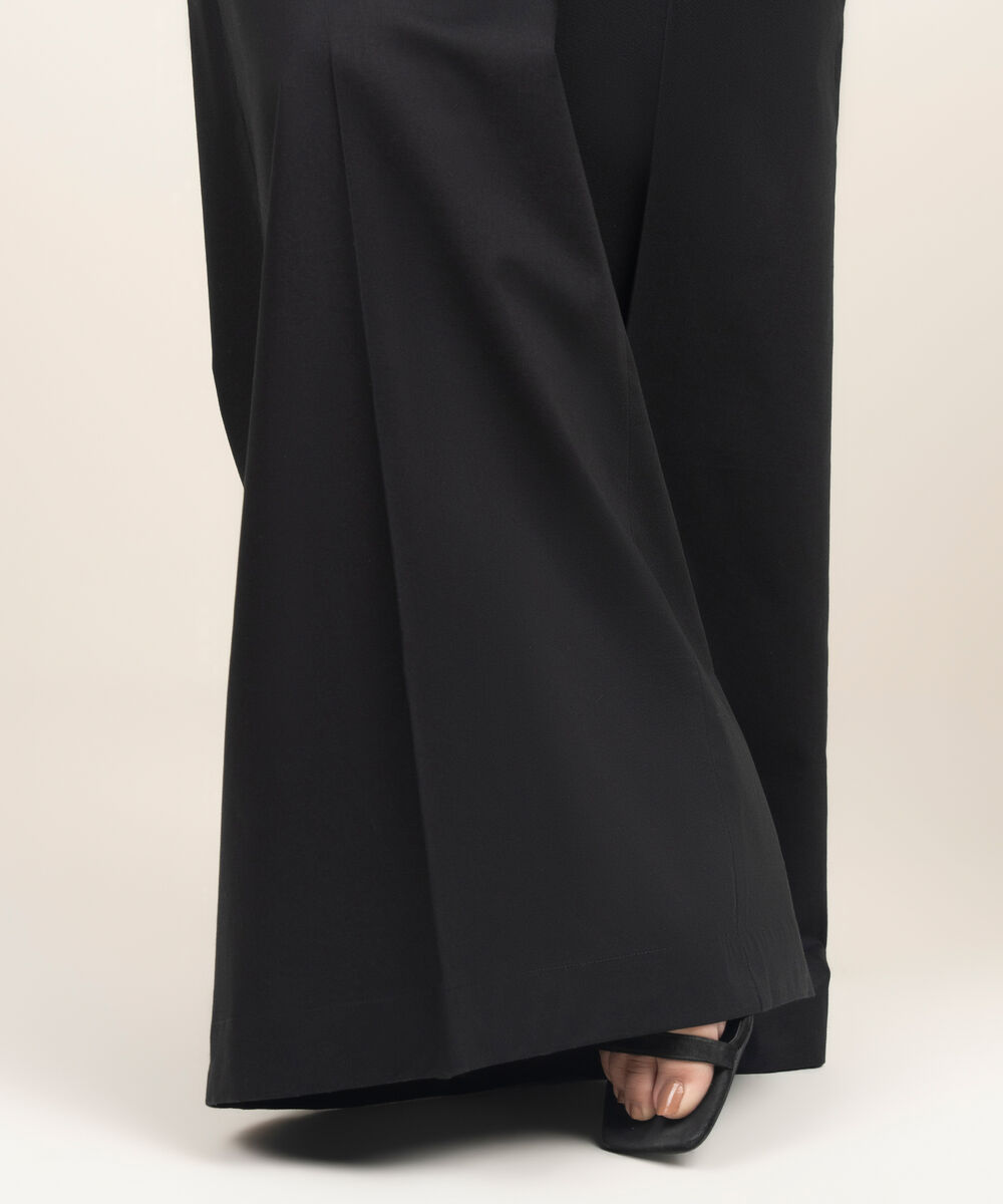 Women's RTW Lawn Solid Black Flared Pants