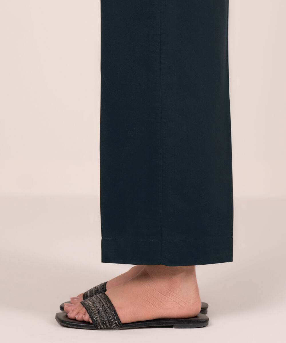 Women's RTW Cambric Solid Black Straight Pants