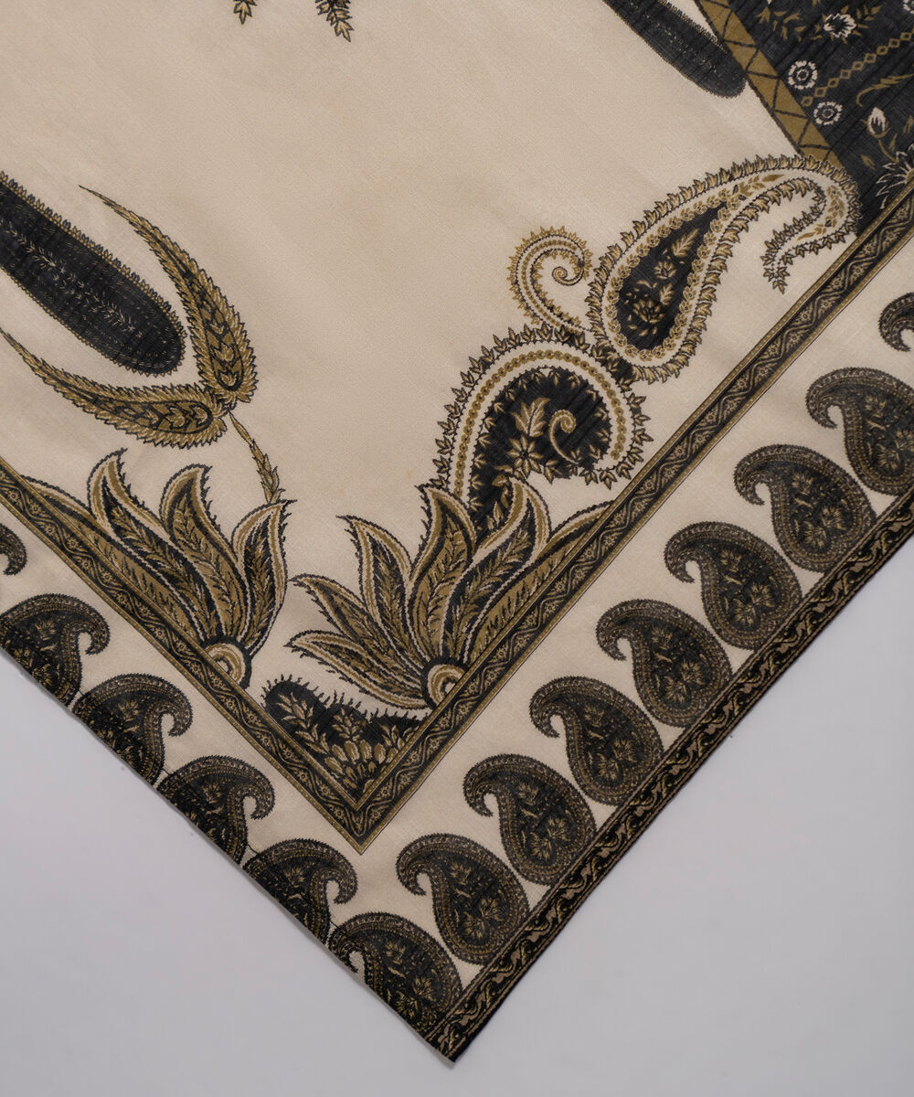 Textured Voile Printed Beige Dupatta