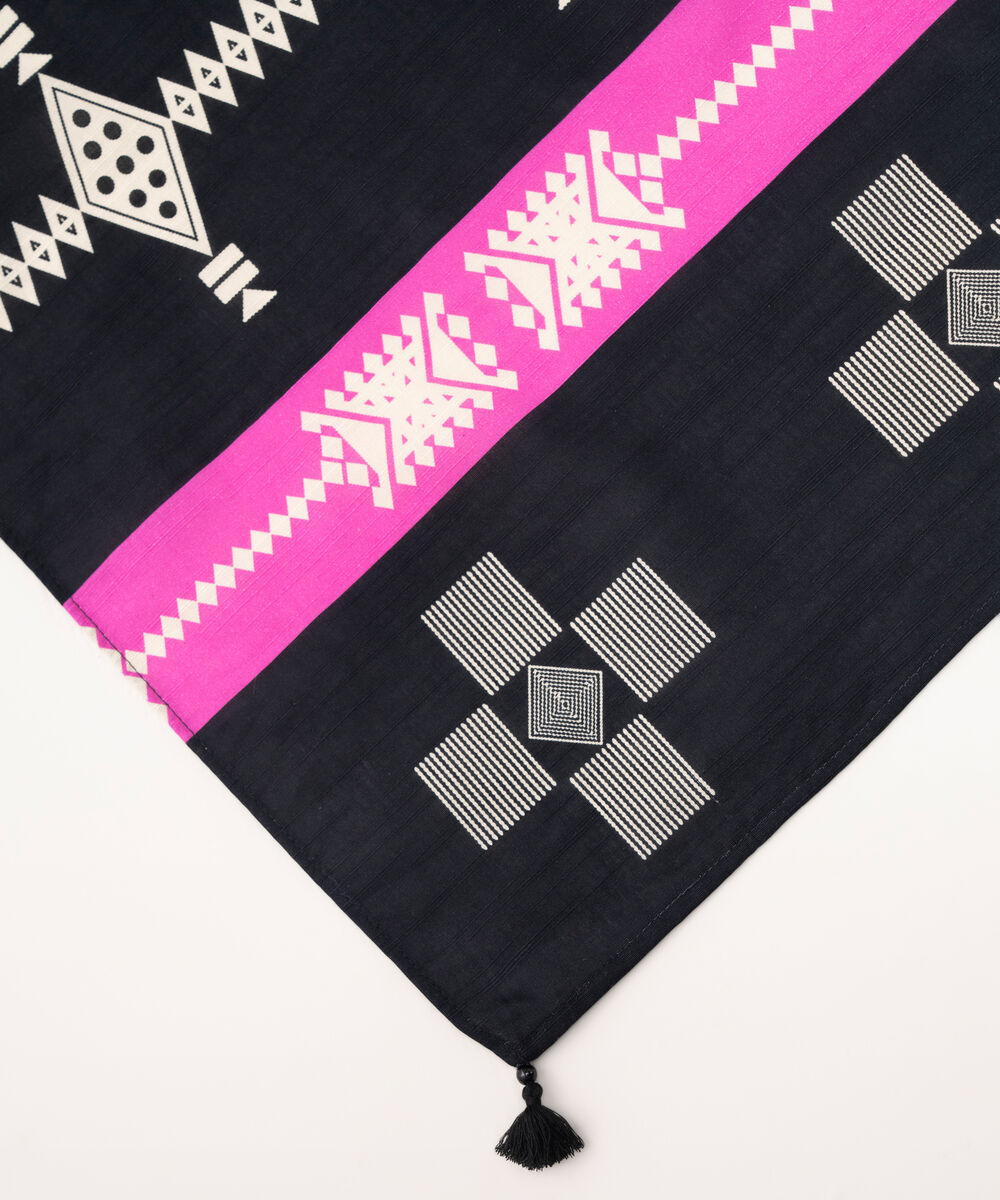 Light Khaddar Printed Black Dupatta