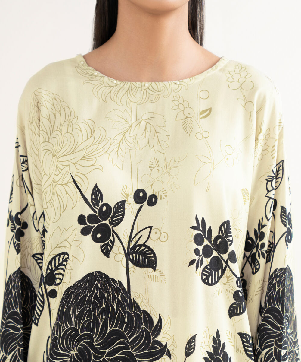 Women's RTW Cotton Viscose Printed Drop Shoulder Multi Shirt