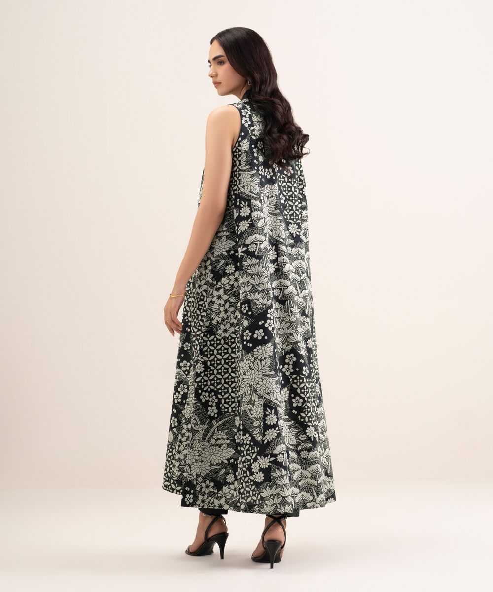 Women's Unstitched Lawn Printed Black 2 Piece Suit