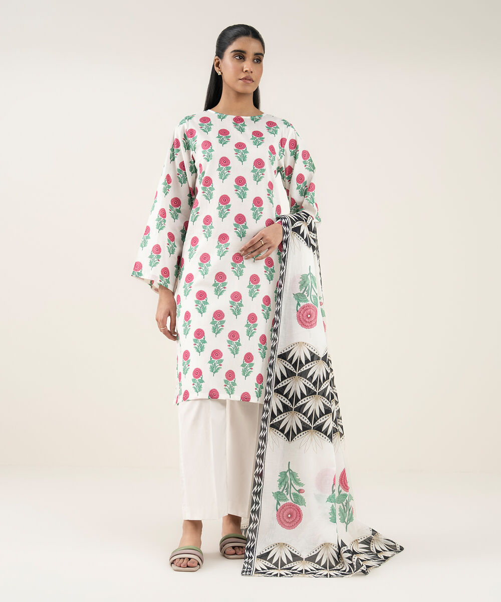 Women's Unstitched Lawn Printed Multi 3 Piece Suit