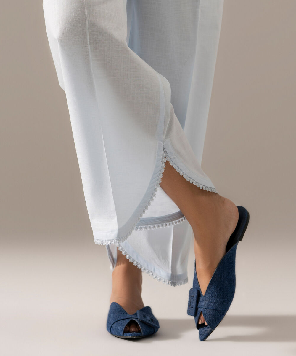Women's RTW Cross Hatch Solid Ice Blue Culottes