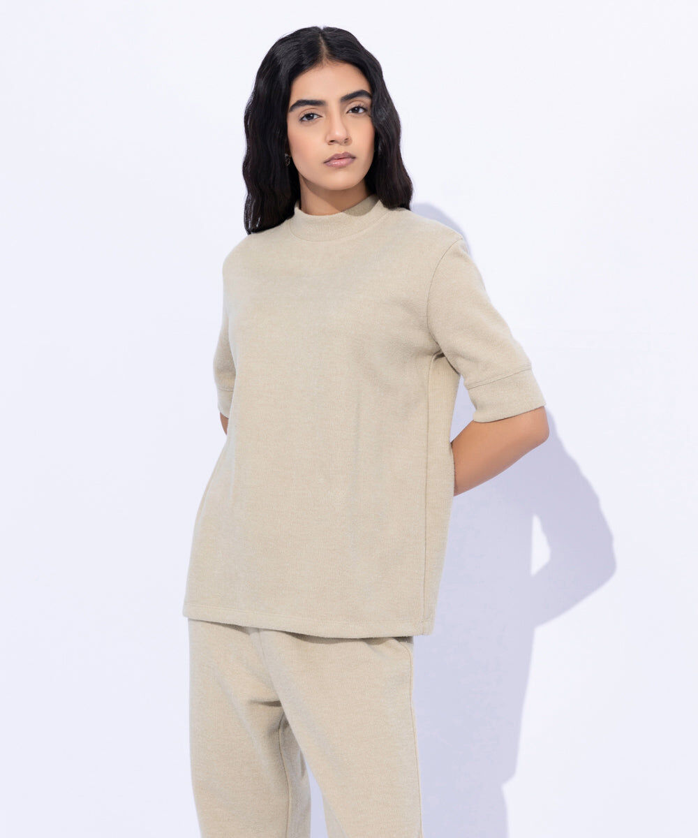 Woman - Off White Ribbed T-Shirt