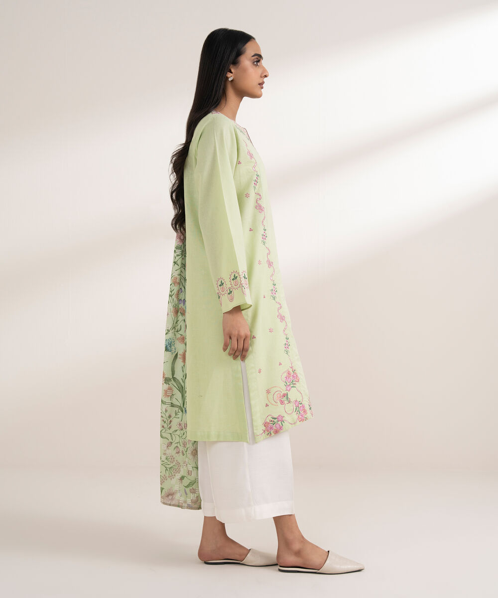 Women's RTW Khaddar Embroidered Green 2 Piece Suit
