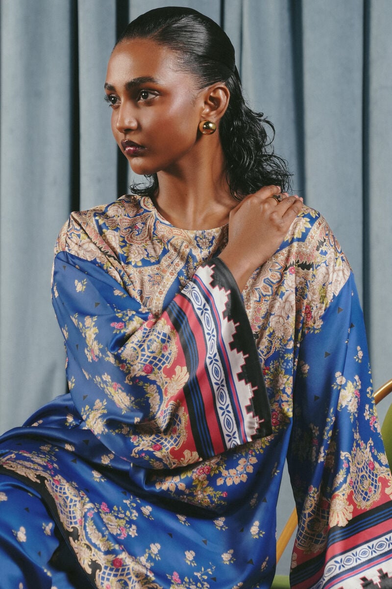 2 Piece - Printed Silk Suit