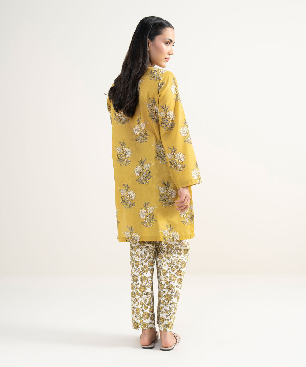 Women's RTW Lawn Printed Yellow Straight Shirt