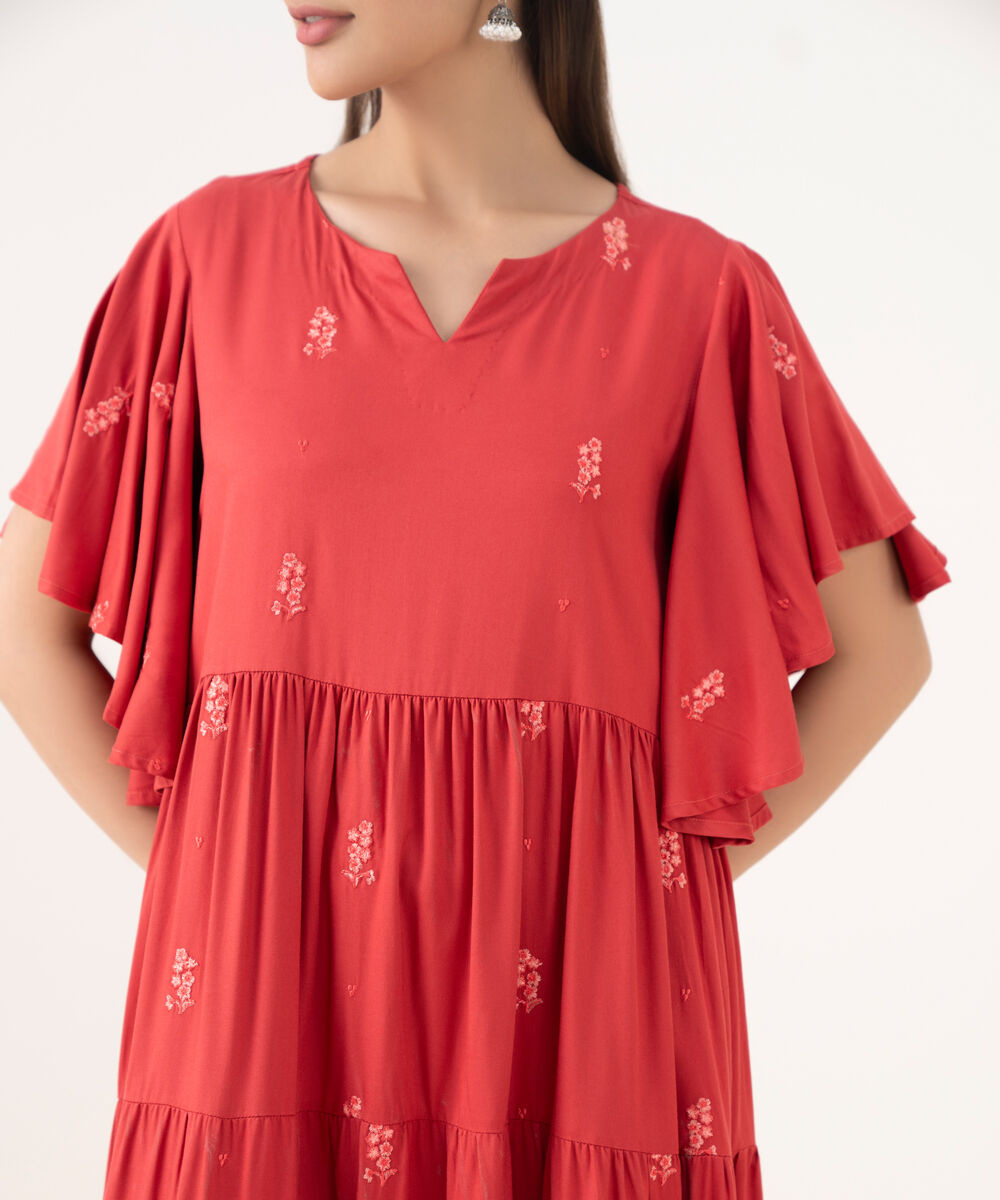 Women's RTW Viscose Marina Pink Dyed Dress