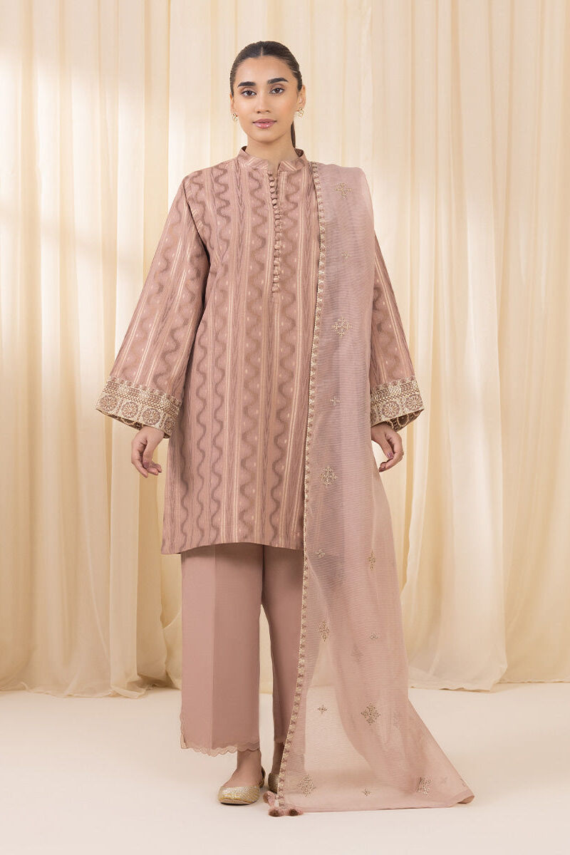 3 Piece - Embroidered Jacquard Suit