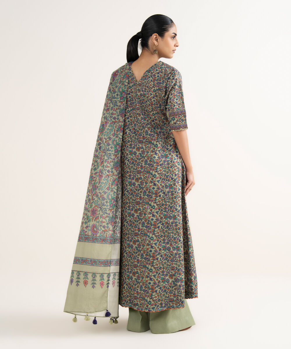 Women's Unstitched Lawn Printed Multi 3 Piece Suit