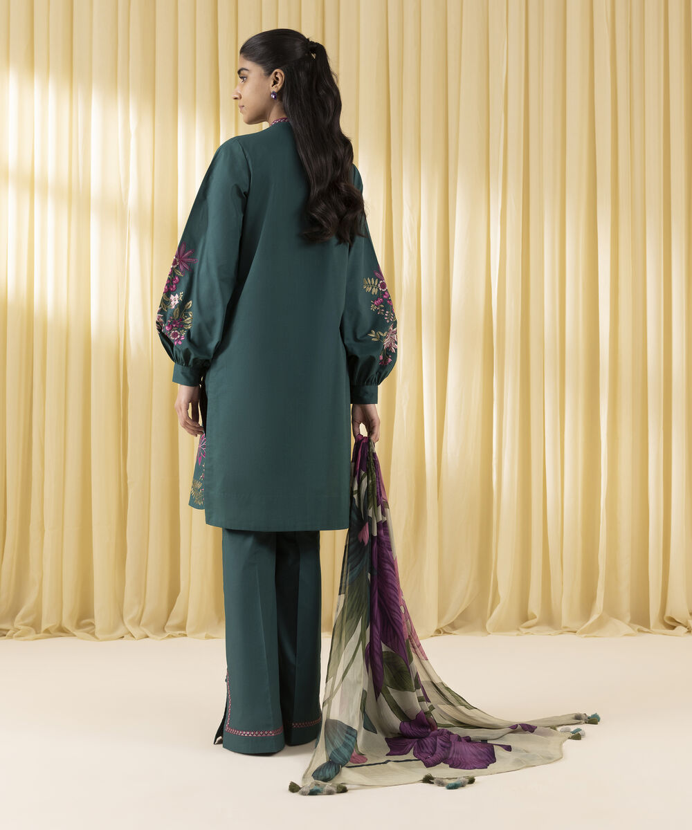 Unstitched Women's Green Cross Hatch 3 Piece Suit