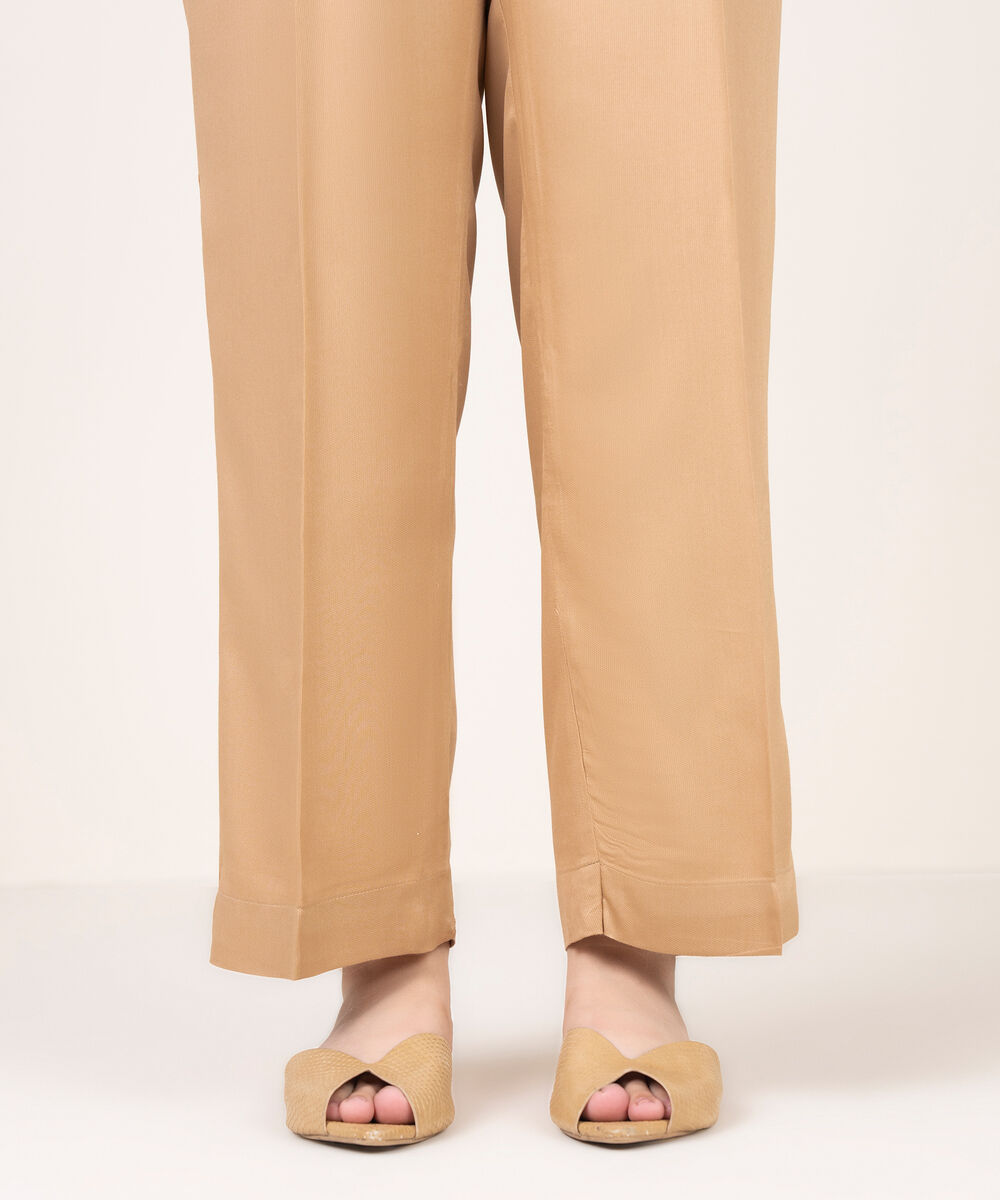 Women's RTW Bedford Solid Pink Straight Pants