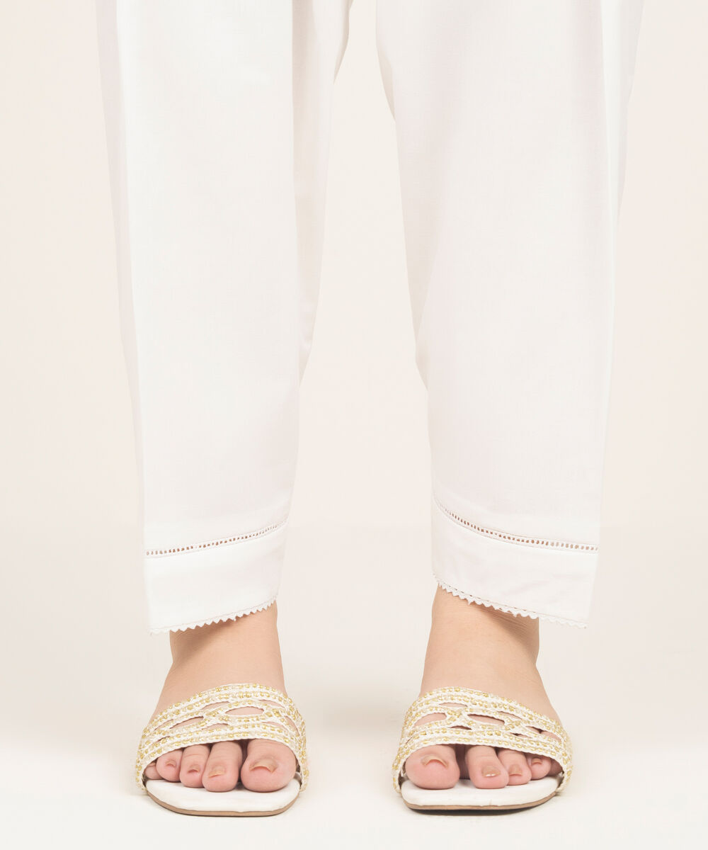 Women's RTW Lawn Solid White Shalwar