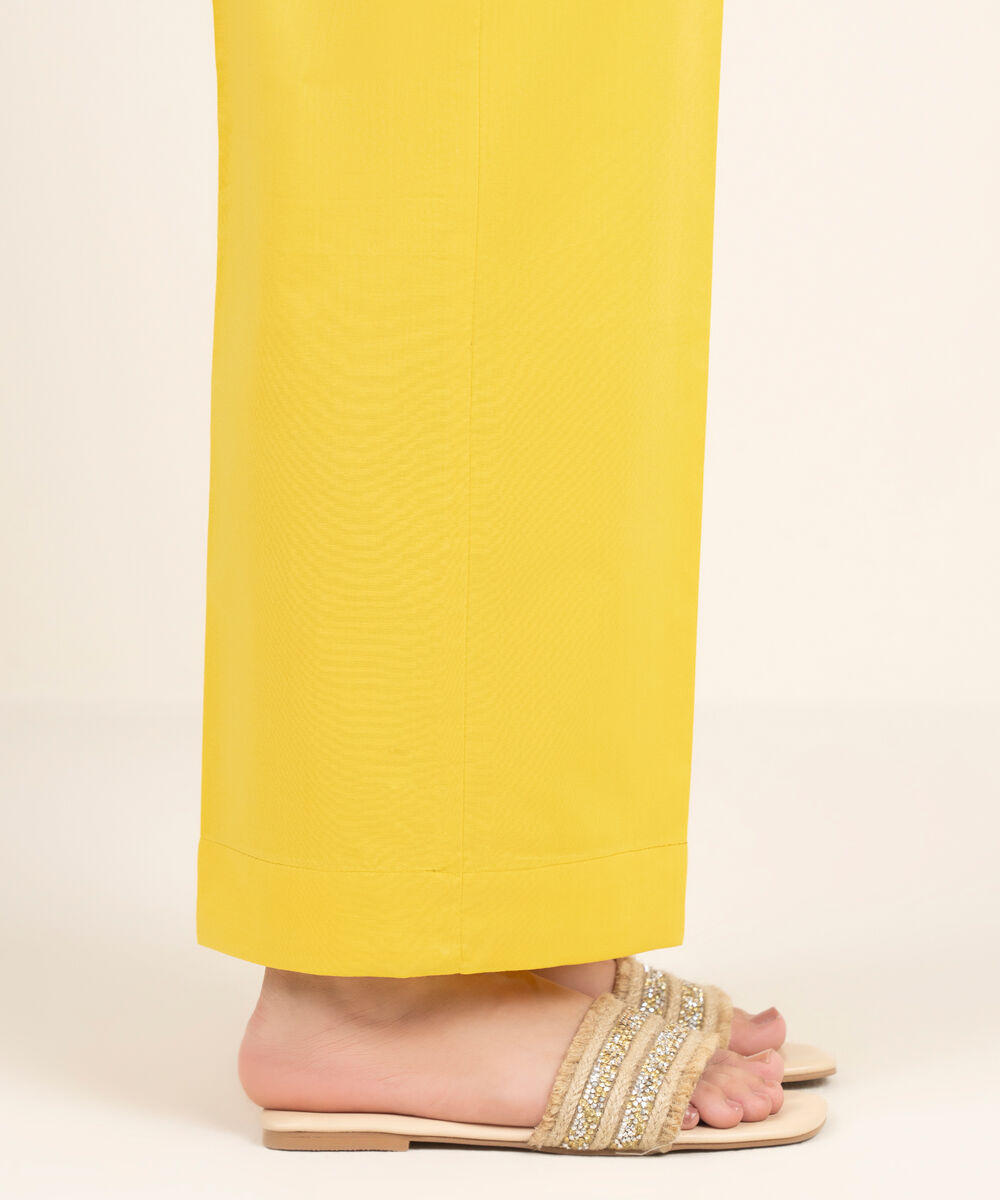 Women's RTW Cambric Solid Yellow Culottes