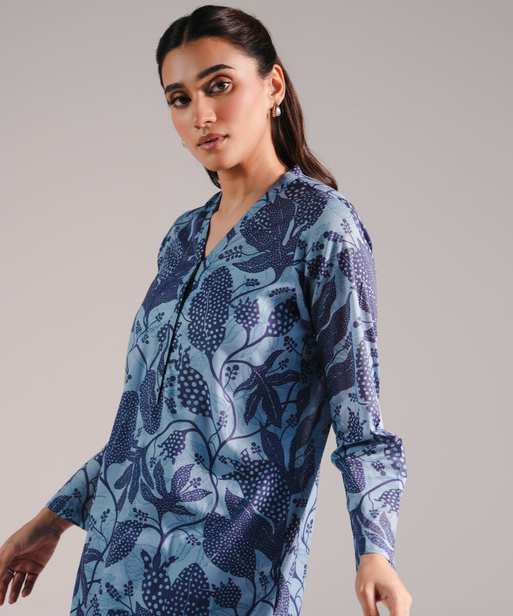 Women's RTW Lawn Embroidered Blue 2 Piece Suit