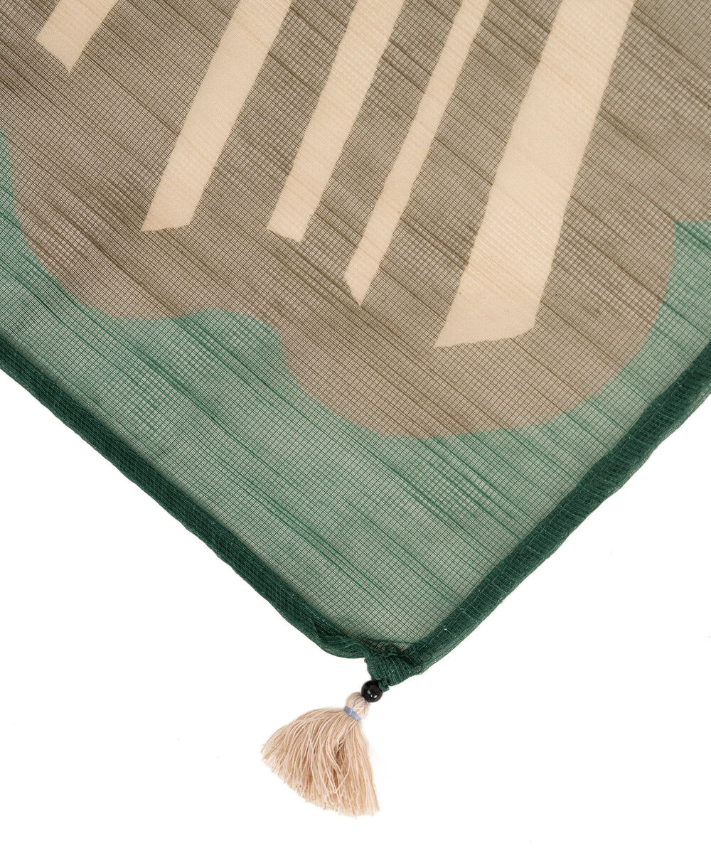 Blended Raw Net Beige Printed Dupatta