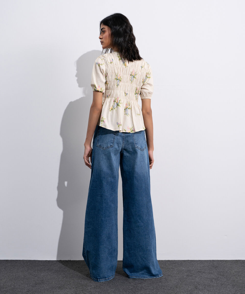 Women's Multi Printed Seersucker Blouse