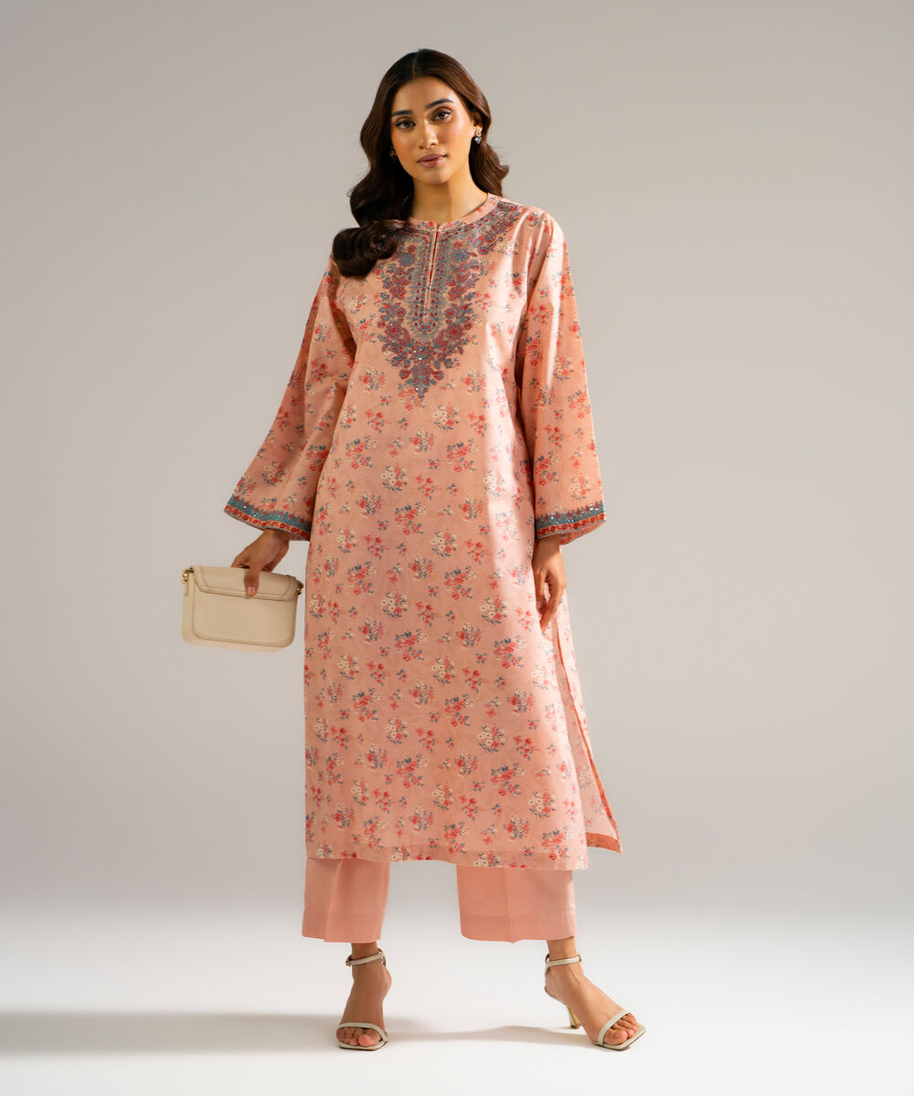 Women's RTW Zari Lawn Embroidered Pink 2 Piece Suit