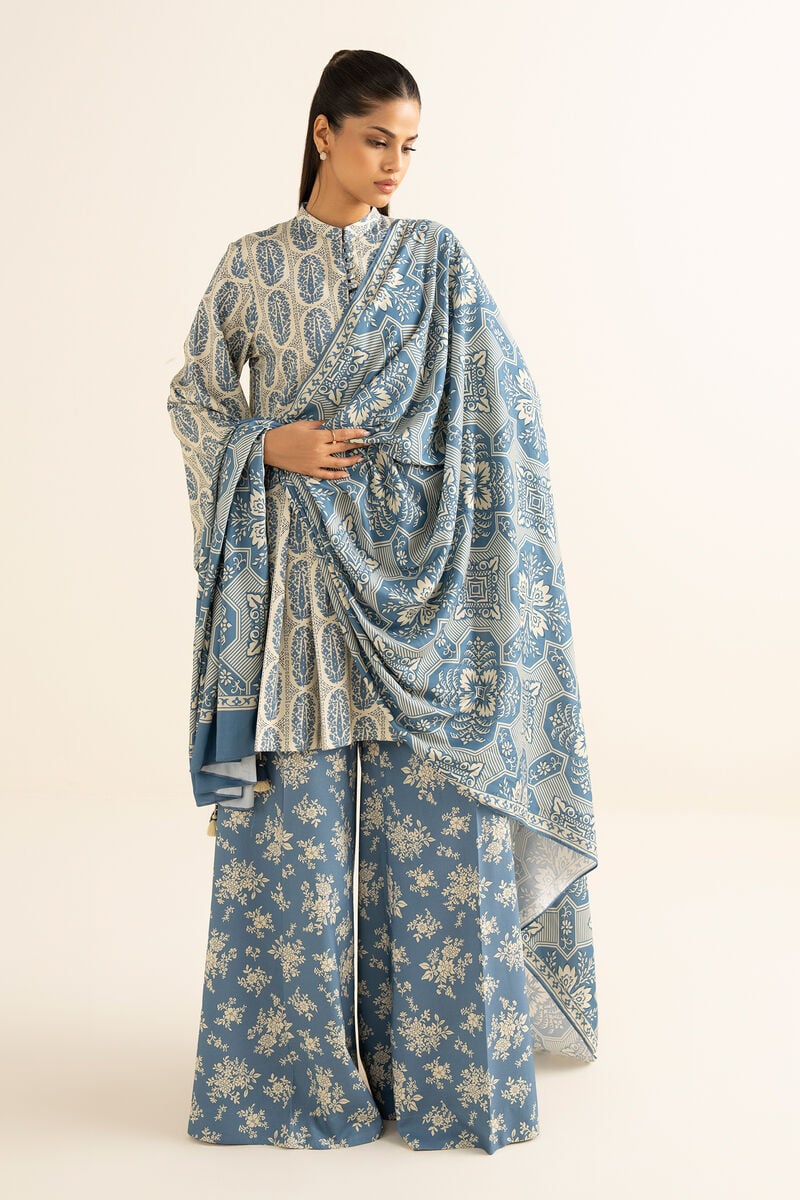 3 Piece - Printed Linen Suit