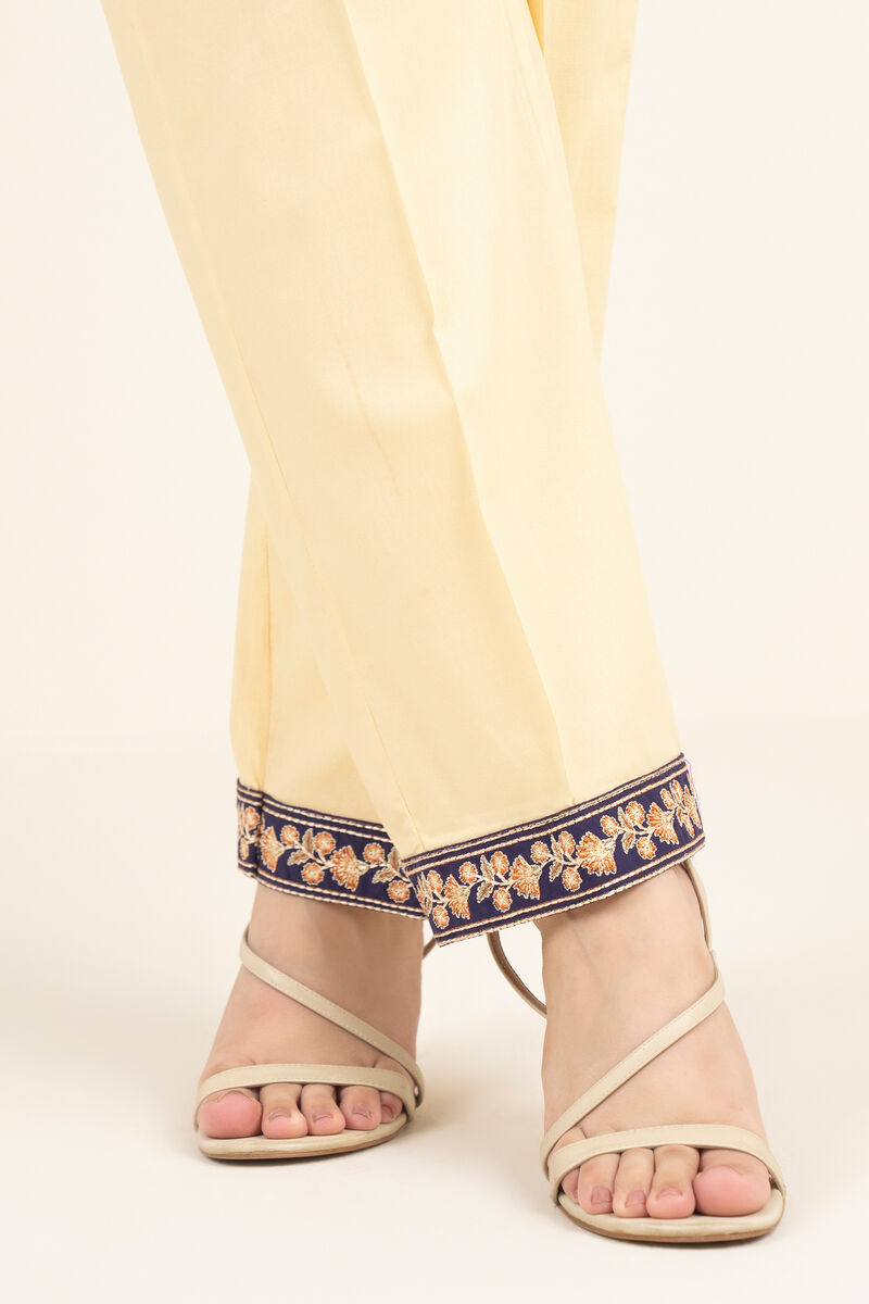 Embroidered Cambric Straight Pants