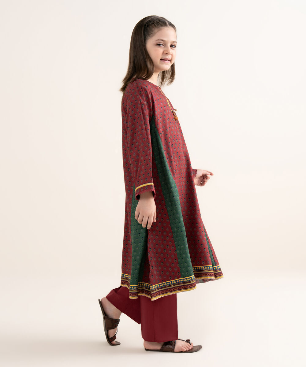 Girls Two Piece Printed Arabic Lawn Suit