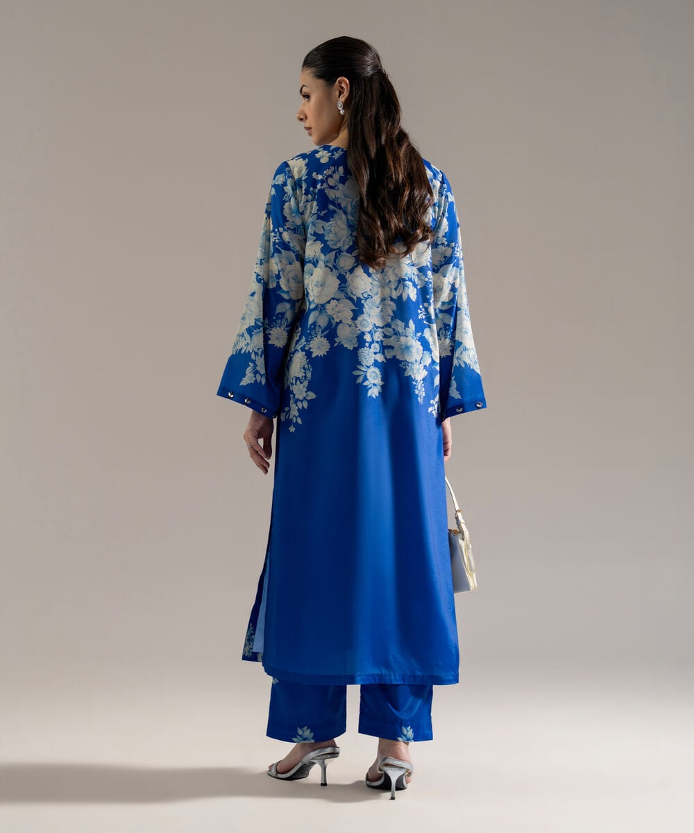 Women's RTW Printed Blue Blended Grip 2 Piece Suit
