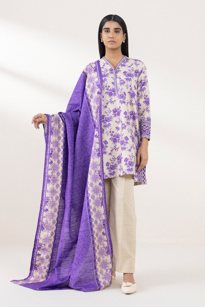 3 Piece - Printed Khaddar Suit