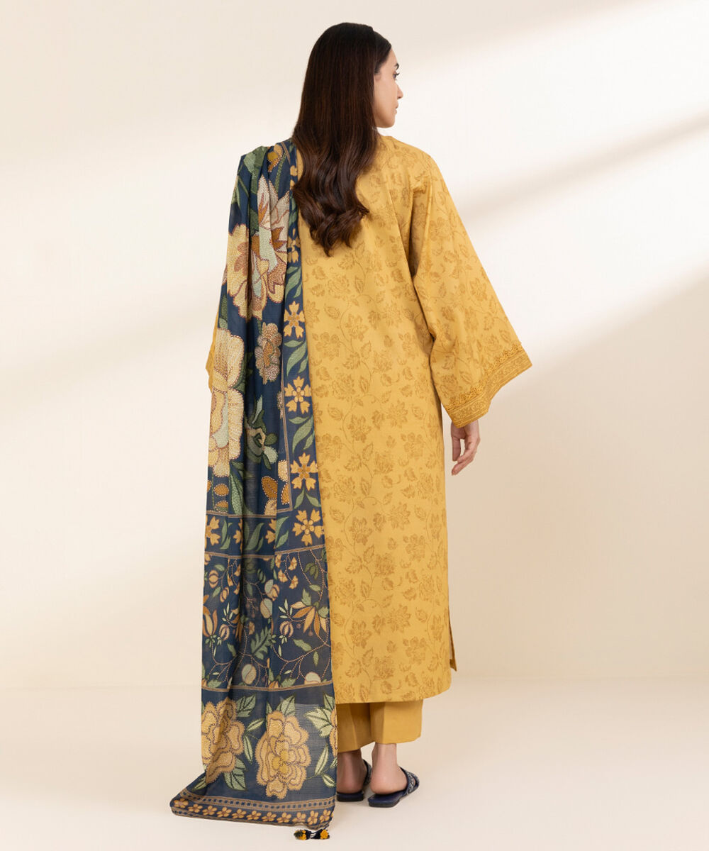 Unstitched Women's Yellow Lawn Shirt Dupatta