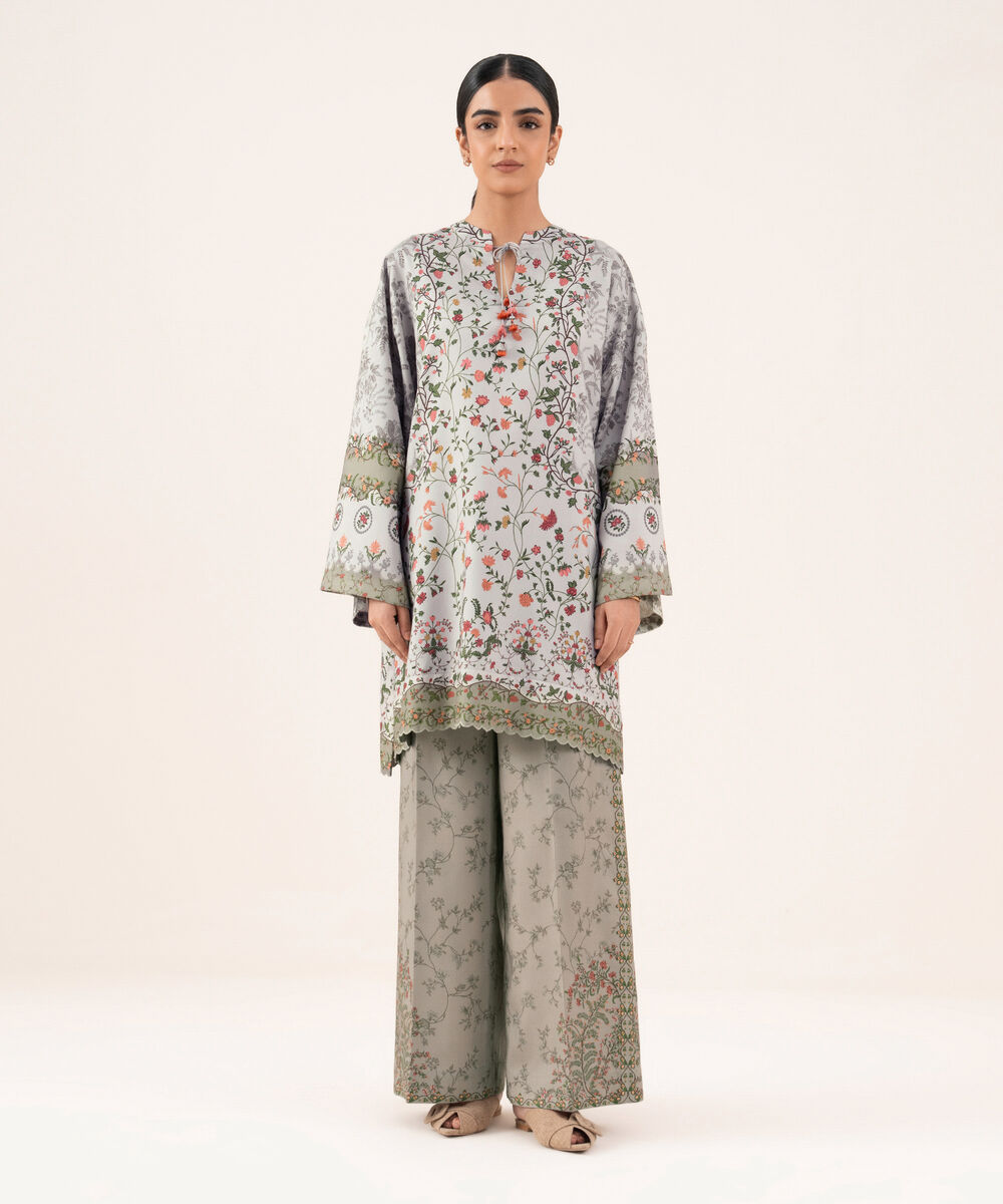 Women's Unstitched Viscose Khaddar Grey  3 Piece Suit