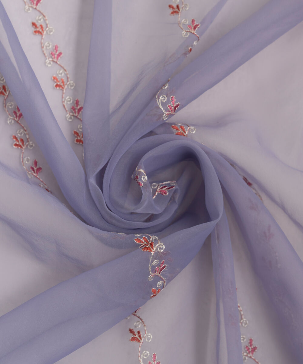 Women's RTW Blended Organza Embroidered Grey Dupatta