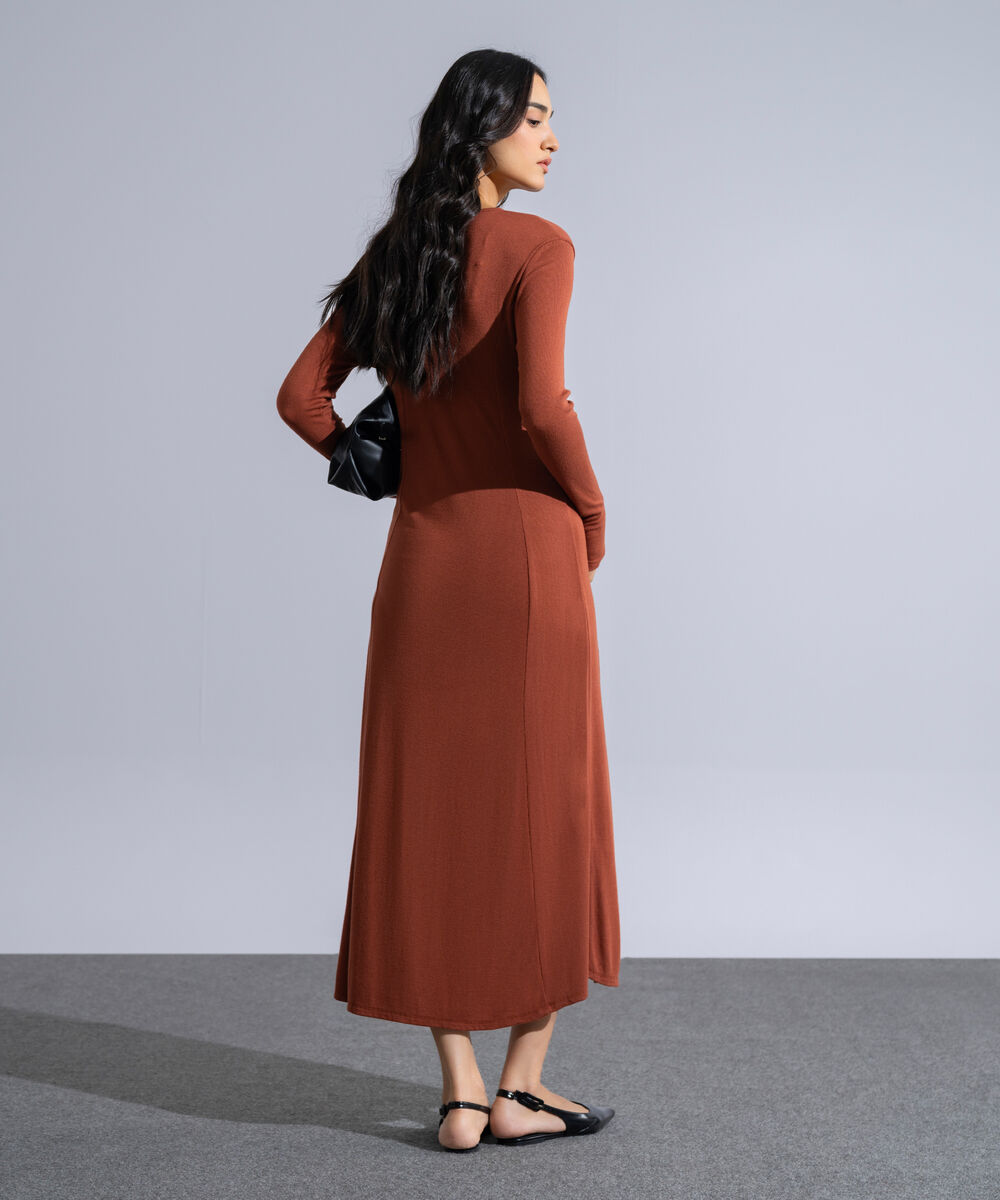 Women's Western Wear Rust Long Knit Dress