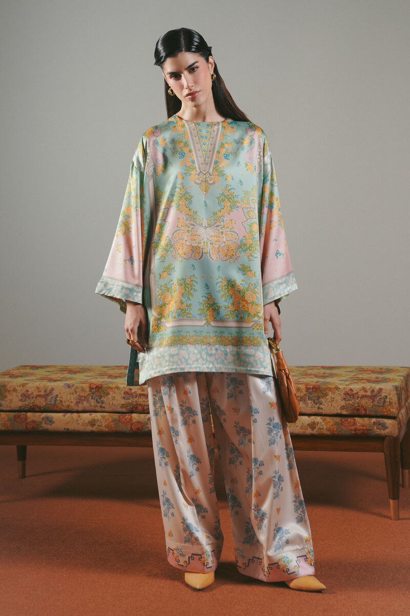 2 Piece - Printed Silk Suit
