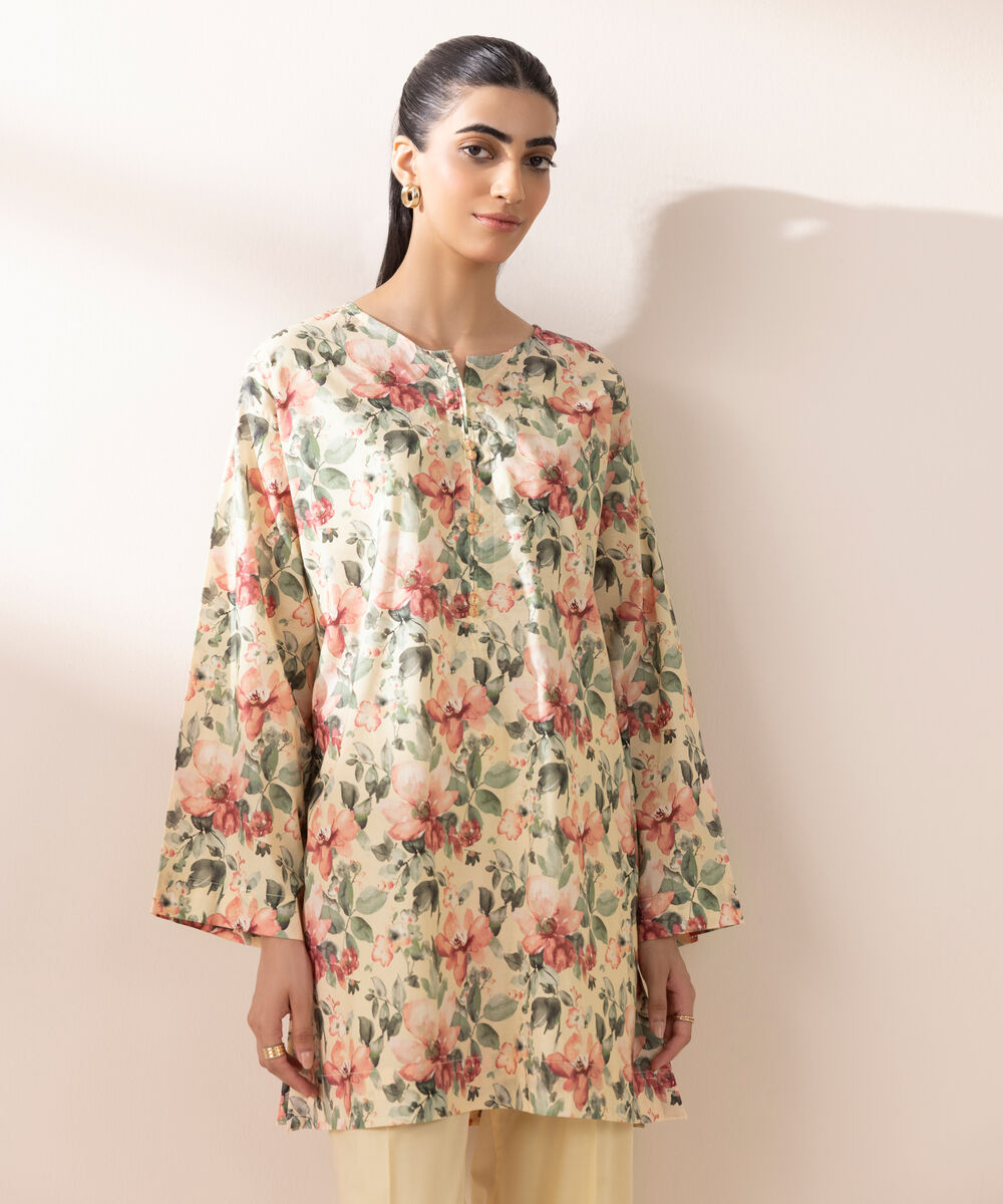 Women's RTW Lycra Multi Printed Boxy Shirt