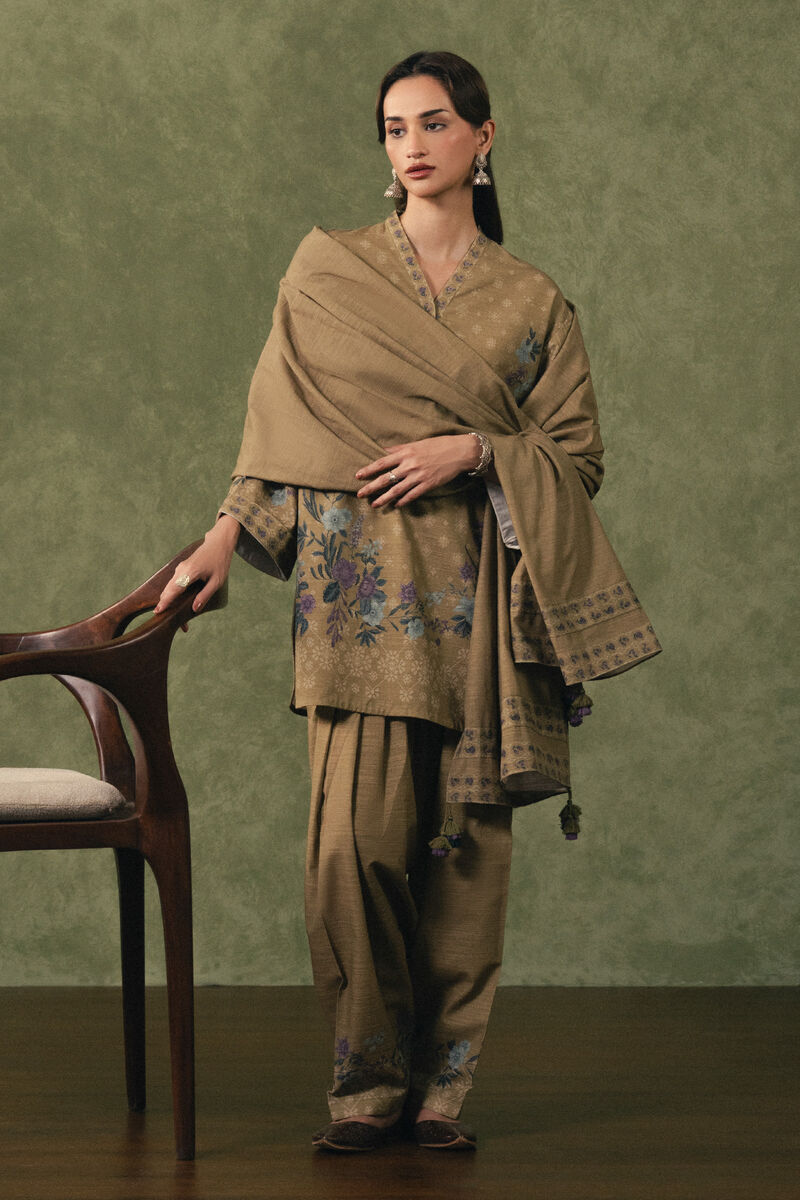 3 Piece - Printed Khaddar Suit